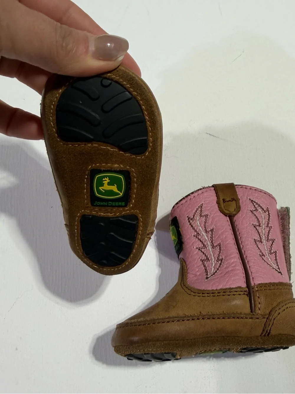 John Deere Pink & Brown Baby Cowgirl Boots